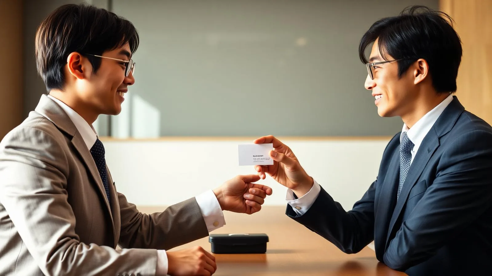 Japán keigo nyelvhasználat üzleti környezetben, névjegykártya átadása két kézzel